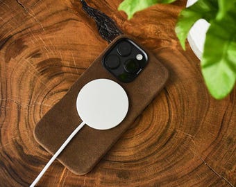 Alcantara iPhone 16 Pro Max Case: iPhone 16 Pro Alcantara cover, Vegan Suede, MagSafe Compatible, Personalized