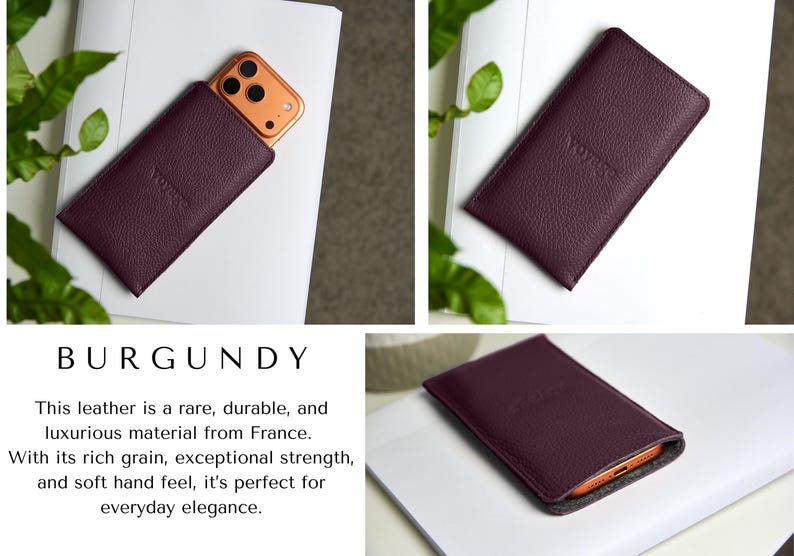 Galaxy S26 Case, Samsung Galaxy S26 Ultra Sleeve: Galaxy Z Fold 8 case, Full Grain leather, Wool Felt interior, Personalization image 8