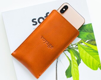 iPhone 15 Pro case, iPhone 15 case, iPhone 15 sleeve, iPhone 15 Pro Max case, iPhone 15 leather sleeve // PELTA (Chestnut)