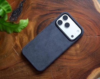 Alcantara iPhone 17 Pro Max Case: iPhone 17 Pro Alcantara cover, Personalized Vegan Suede, MagSafe Compatible