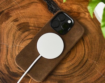 Alcantara iPhone 16 Pro Case: iPhone 16 Pro Max Alcantara cover, Vegan Suede, MagSafe Compatible, Personalized
