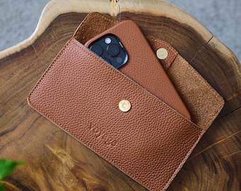 iPhone 17 wallet case: Full grain leather, Wool felt interior, Personalization, iphone Air wallet case, iphone 17 pro case wallet