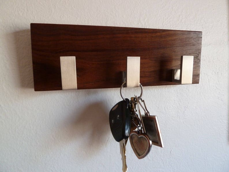 Key Holder Wall Hooks Modern Rustic Design Solid Wood 3 Hooks Etsy