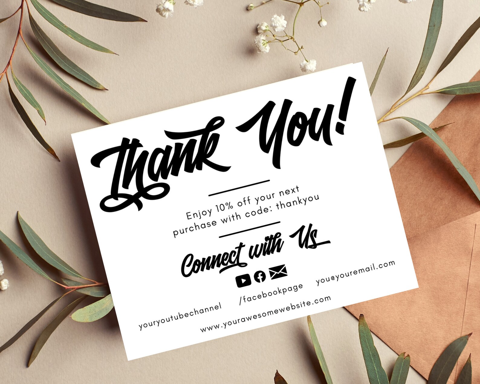 INSTANT DOWNLOAD Editable and Printable Bold Black Thank You - Etsy