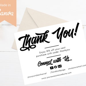 INSTANT DOWNLOAD Editable and Printable Bold Black Thank You - Etsy