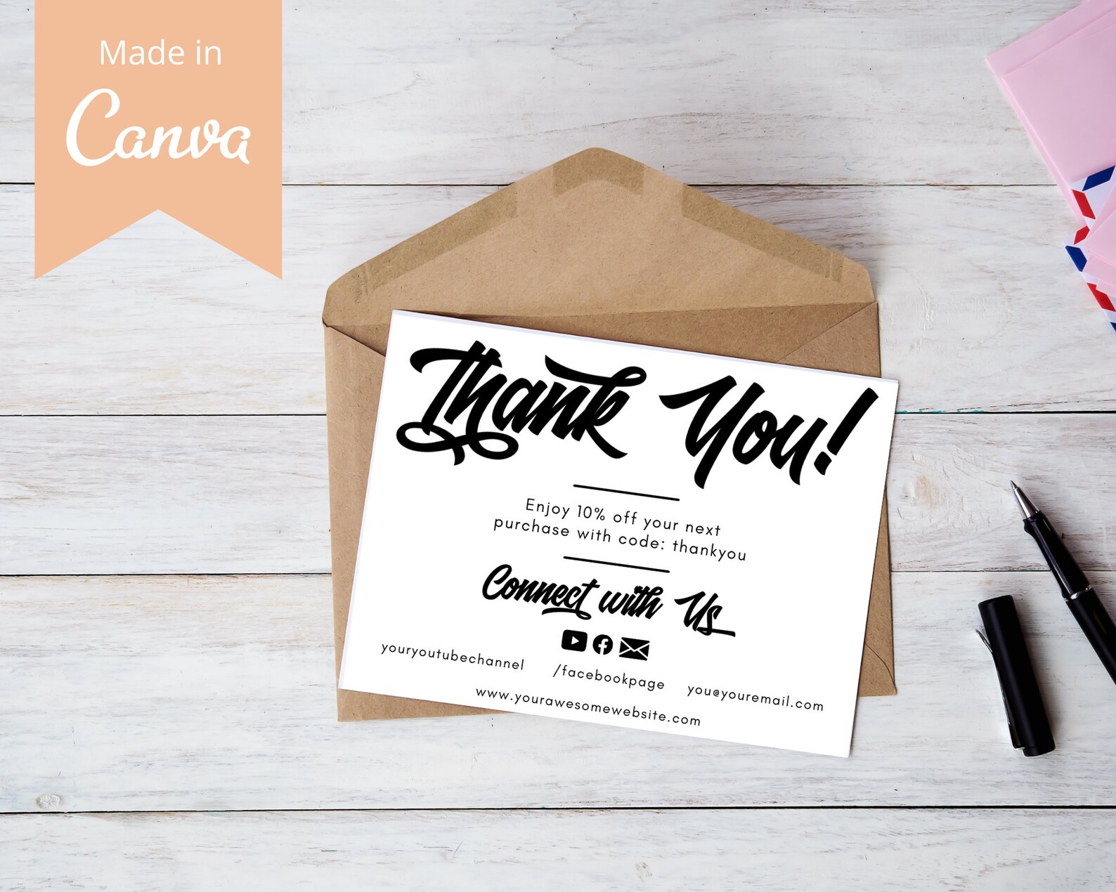 INSTANT DOWNLOAD Editable and Printable Bold Black Thank You - Etsy