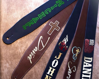 Leather Guitar Strap, Guitar Strap, Personalized Guitar Strap, Gift for Guitar Player, Handcrafted in North America