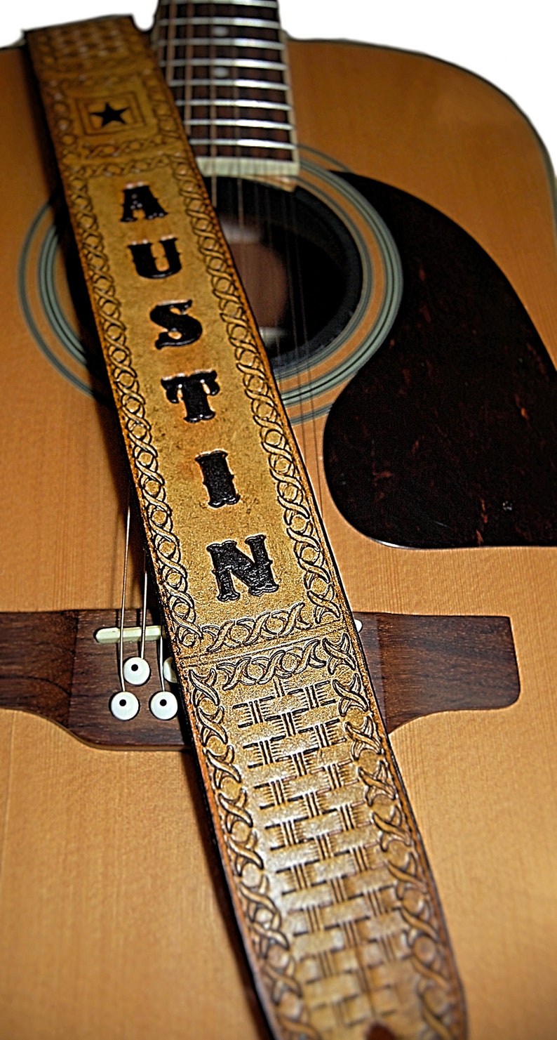 Basketweave Guitar Strap Personalized Guitar Strap Star Etsy