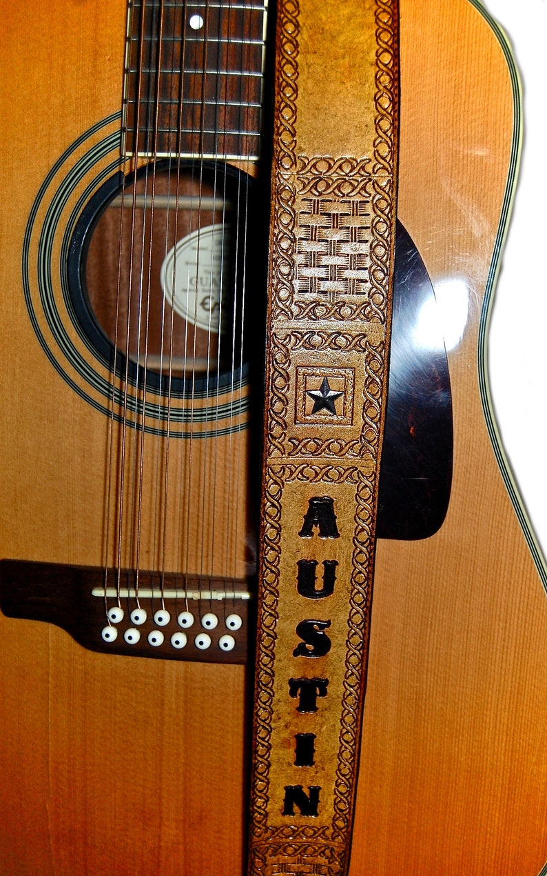 Basketweave Guitar Strap Personalized Guitar Strap Star Etsy