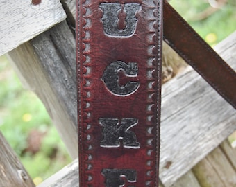 BadAss Personalized Custom Leather Guitar Strap Monogrammed - DOUBLE LAYER STITCHED Guitar Strap