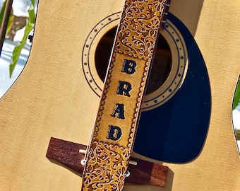 Paisley Guitar Strap - Personalized Guitar Strap - Leather Guitar Strap - Custom Guitar Strap - Handmade Guitar Strap