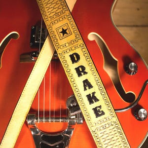 Basketweave Guitar Strap - Personalised Gift - Star Guitar Strap - Custom Guitar Strap