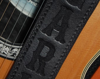 GUITAR STRAP Stitched Double Layer Personalized Custom Leather Guitar Strap