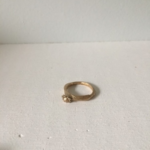 Tiny Beaded Flower Stacker Ring