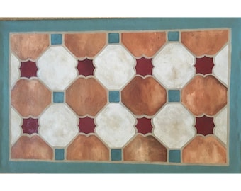 Itialian Tiles - Hand Painted Floorcloth