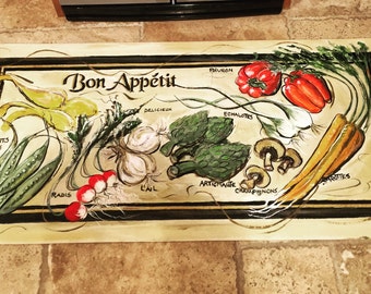 Hand Painted Bon Appetit Canvas Floorcloth