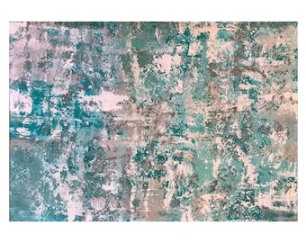 Hand Painted Modern Abstract Multi Color Canvas Floorcloth