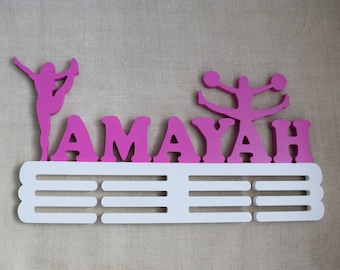 Cheerleading wood medal holder medal hanger Wood Wall Decor sport Gift for Cheerleading Gift for girl medal shelf Personalized medal holder