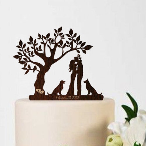 Tree Wedding Cake Topper Personalized Monogram Cake Topper Etsy