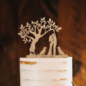 Gâteau rustique Topper Arbre de mariage M. et Mme Cake Topper Fiançailles Gâteau Topper Bois personnalisé Love Topper Gâteau personnalisé Topper image 2