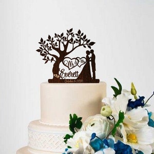Custom Name Wedding Cake Topper CT170 Personalized Groom & Bride Cake Topper 