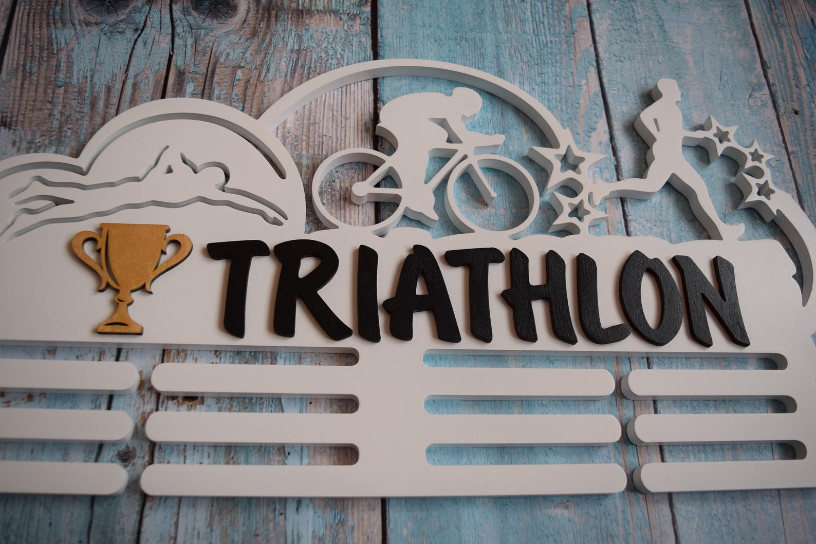 Triathlon Figure Running Medal Holder Triathlon Medal Rack | Etsy