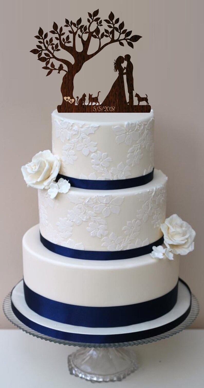 Wedding Cake Topper Mr and Mrs Couple Bride and Groom Silhouette Two ...