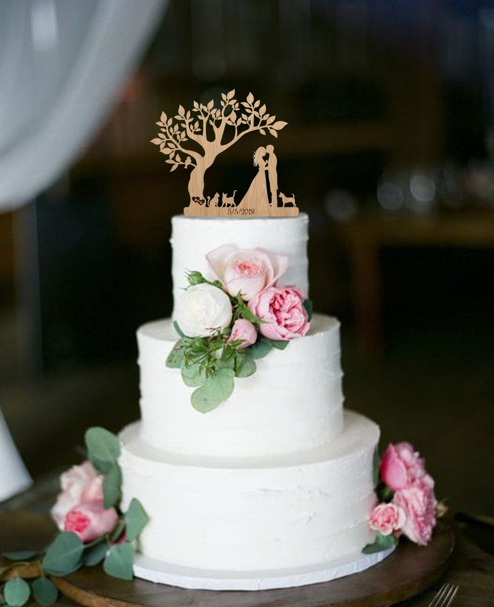 Wedding Cake Topper Mr and Mrs Couple Bride and Groom Silhouette Two ...