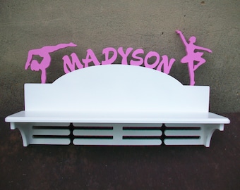 Gift for girl Birthday Gift for her Personalized Gift for Sport Wood gift Trophy shelf Wall Medal holder Gymnastics medal hanger display