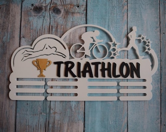 Triathlon Figur - Laufmedaillenhalter - Triathlon Medaillenständer - Triathlon Ironman - Motivierende Medaillenaufhänger - Läufer Medaillenbügel - Rower