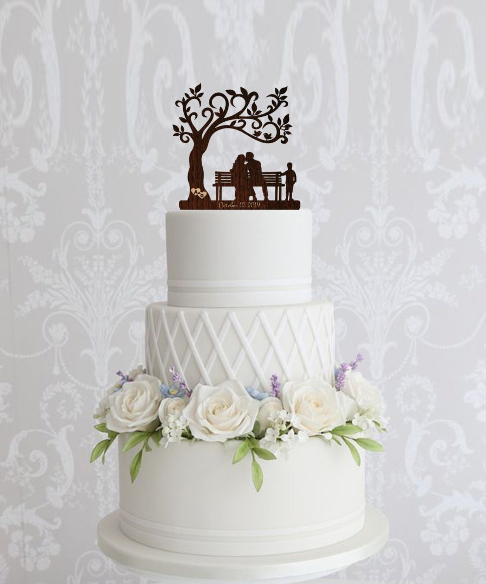 Family Wood Wedding Cake Topper Bench Wedding Topper Funny Cake Toppers ...