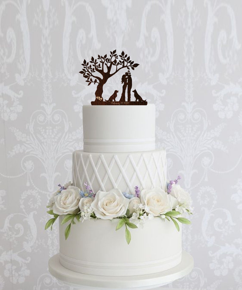 Gâteau rustique Topper Arbre de mariage M. et Mme Cake Topper Fiançailles Gâteau Topper Bois personnalisé Love Topper Gâteau personnalisé Topper image 4