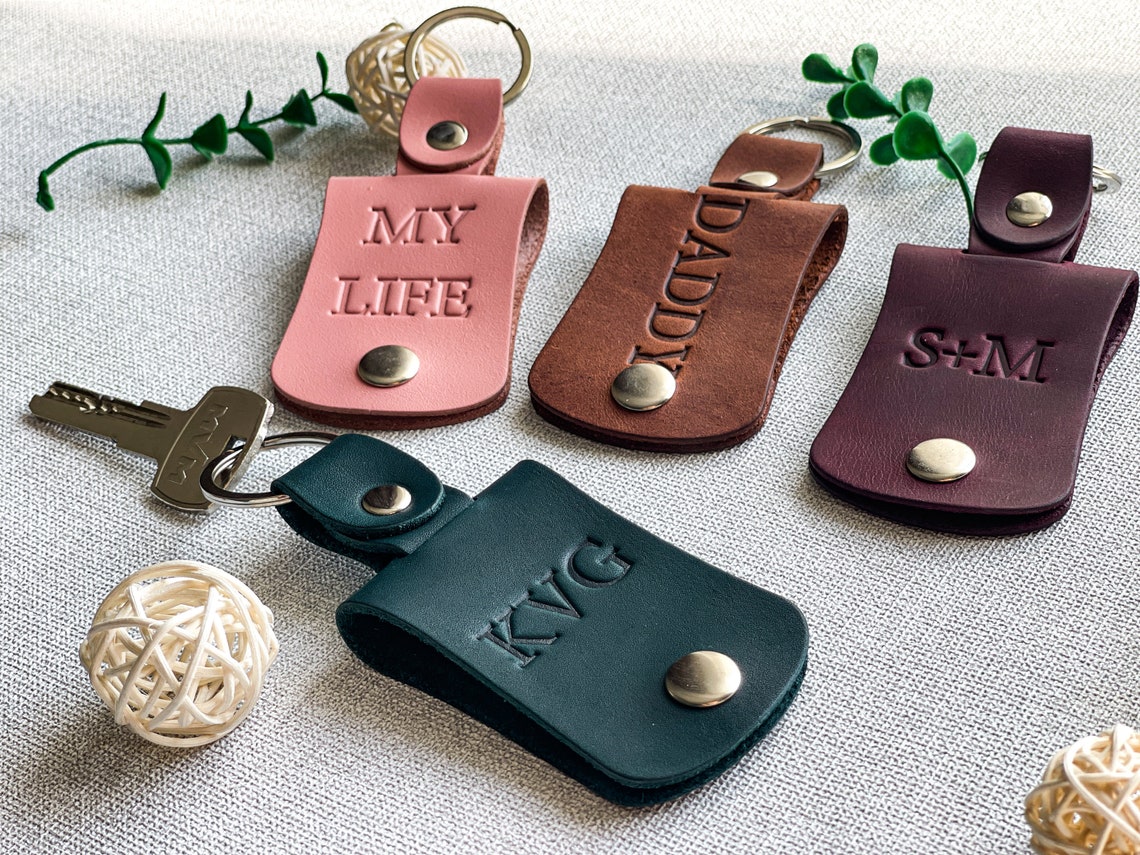 Personalize Keychain For Girlfriend Anniversary Gifts Leather Etsy