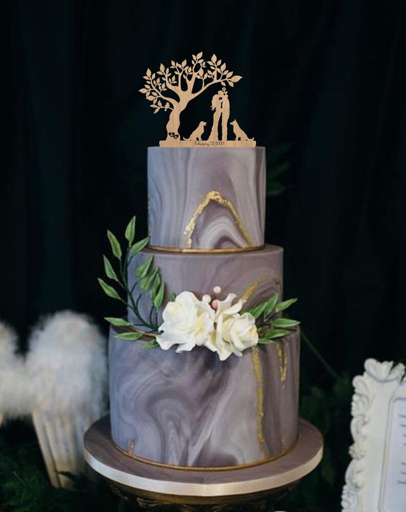 Gâteau rustique Topper Arbre de mariage M. et Mme Cake Topper Fiançailles Gâteau Topper Bois personnalisé Love Topper Gâteau personnalisé Topper image 3