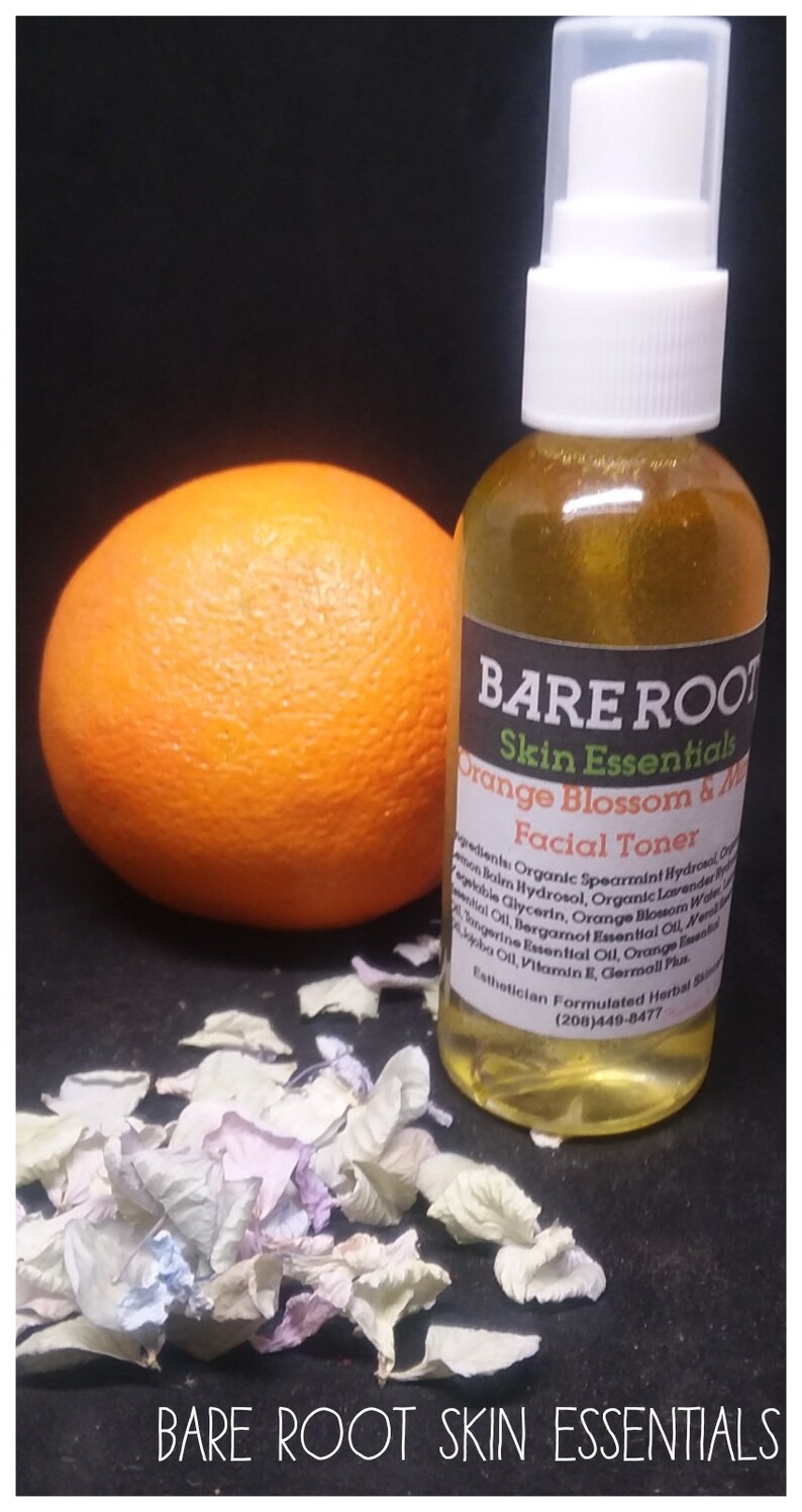 Orange Blossom and Mint, Facial Toner/hydrating Spray/ Setting Spray