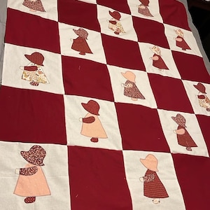 Handmade Sun Bonnet Sue Appliqué Quilt