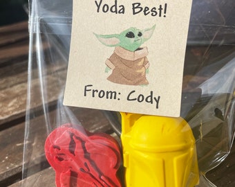 Yoda Valentine Favors // Yoda Crayons // Yoda Valentine // Yoda Favor // Star Wars Valentine // Mandalorian Valentine // Baby Yoda Valentine