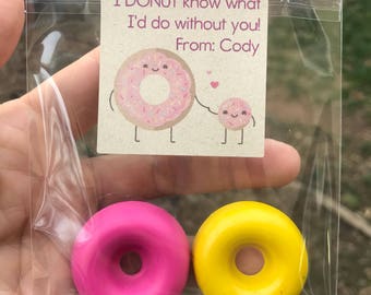 Funny Valentines for Kids // Donut Party Favors // Donut Valentine // Classroom Valentine // Crayon Party Favors // Personalized Valentine