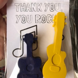 Rockstar Bedankkaarten // Gitaar gunsten // Gitaar kleurpotloden // Rockstar Verjaardag // Party Favor Tassen // Gepersonaliseerde Bedankkaarten