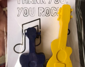 Rockstar Thank You Cards //  Guitar Favors // Guitar Crayons // Rockstar Birthday // Party Favor Bags // Personalized Thank You Cards