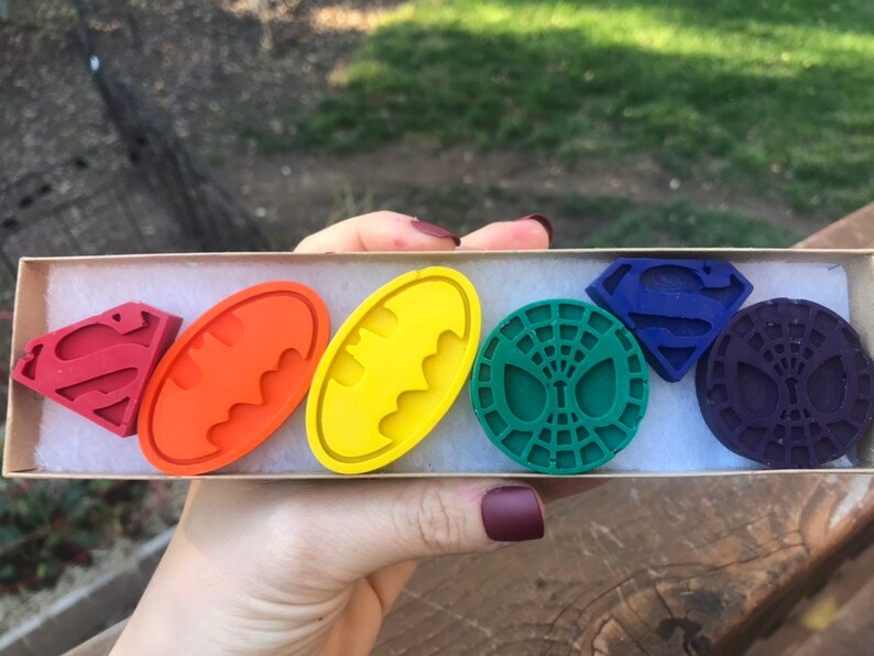Superhero Party Superhero Crayons Superhero Crayon Boxes Superhero Gifts FE Gift Ideas Superhero Crayons Batman Spiderman