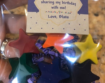 Star PARTY FAVOR Crayons // Crayon Goodie Bag  // Personalized Thank You Favors // Party Favor Bags // Kids Birthday Crayons // Crayola