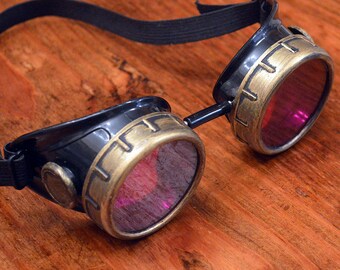 STEAMPUNK GOGGLES Apocalyptic Airship Captain Optic Conductors Welding Motorcycle Rave Mad Scientist Victorian