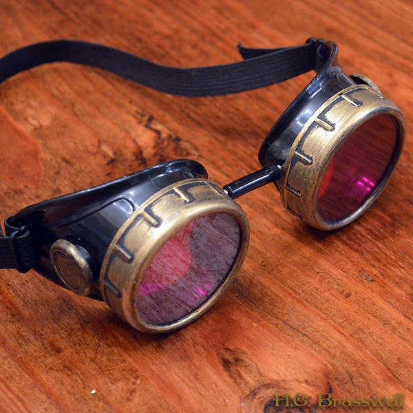 STEAMPUNK GOGGLES Apocalyptic Airship Captain Optic Conductors Welding Motorcycle Rave Mad Scientist Victorian