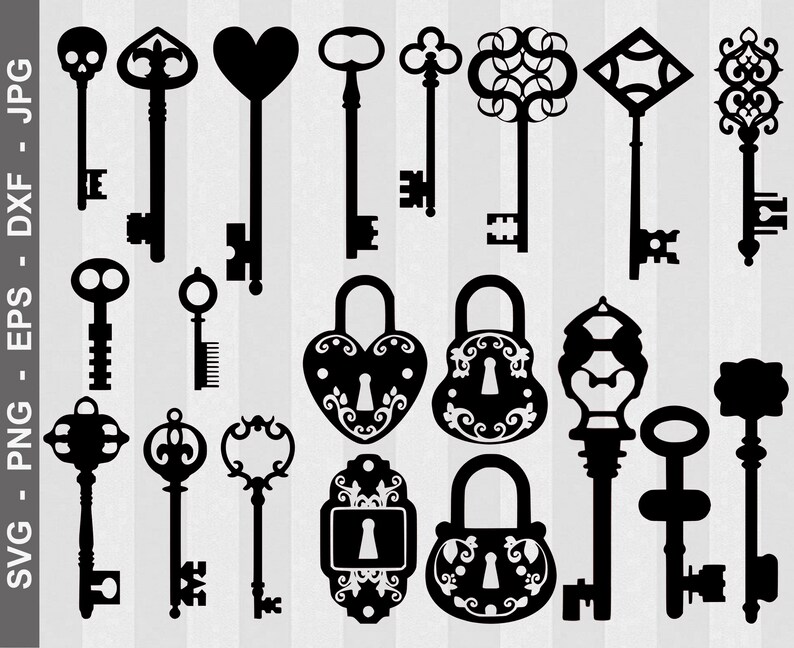 Download Art Collectibles Clip Art 100 Instant Downloads Vintage Skeleton Keys Svg Bundle Silhouette And Circuit Cut Files 20 Svg 20 Png 20 Eps 20 Jpg 20 Dxf