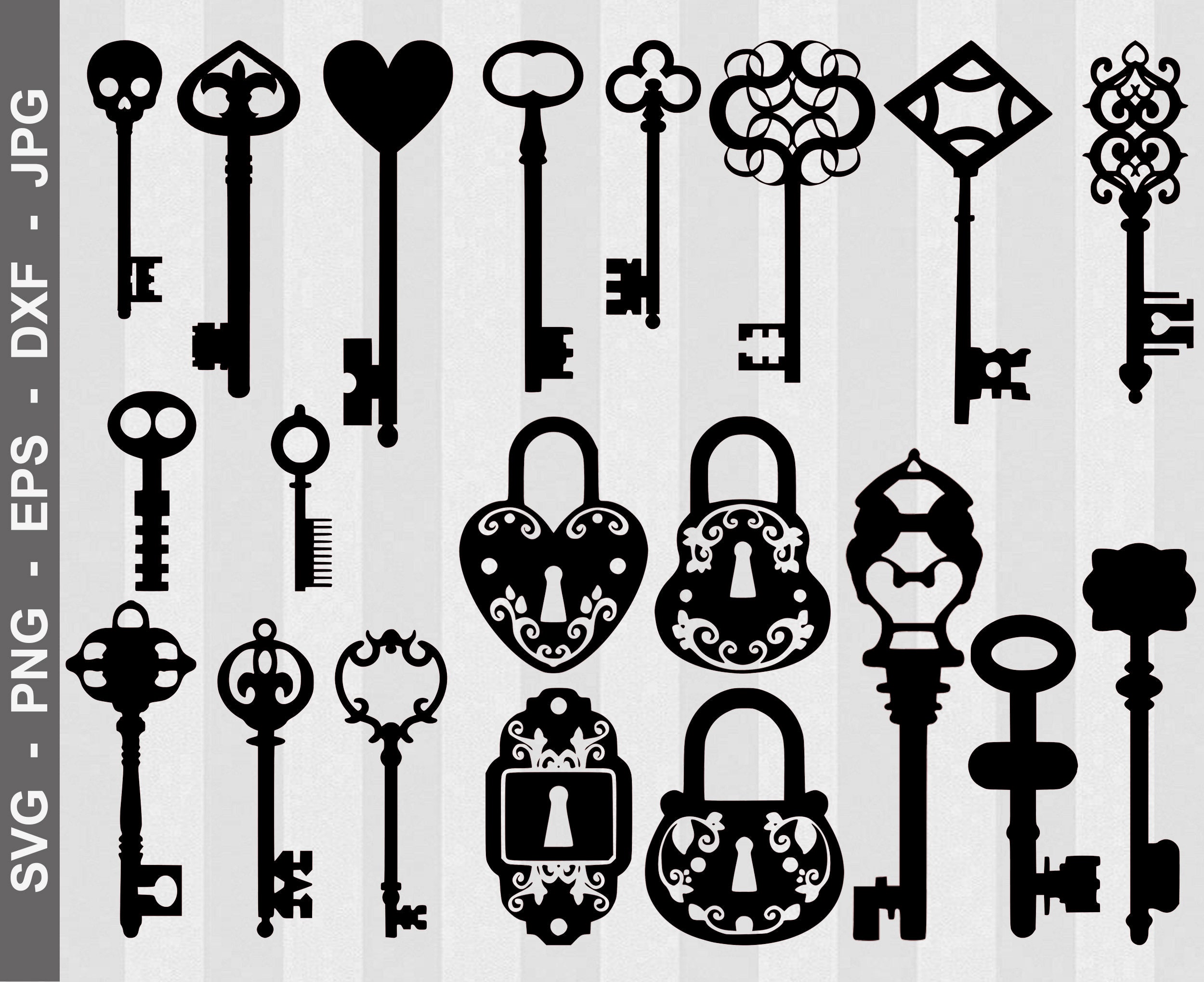 Vintage Skeleton Keys Svg Bundle 100 Instant Downloads Etsy