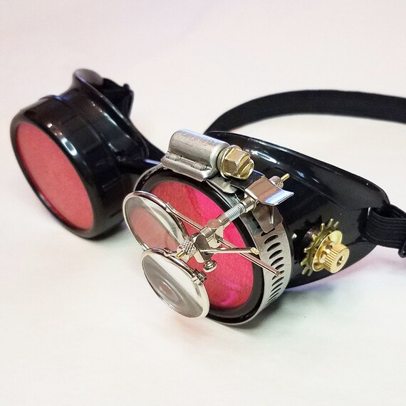 Steampunk Viktorianische Brillen Vintage Brillen mit Doppelten Lupen Linsen Gotischen Brillen