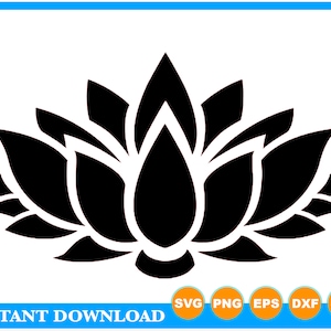 Lotus Flower Instant Download SVG, PNG, EPS, dxf, jpg Téléchargement numérique, Impression numérique