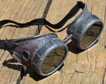 Beunruhigte dystopische Brille, Steampunk, Brille, Burningman, Burning Man, Fliegerbrille, Apokalypse, Ödland