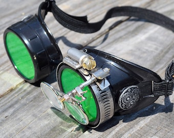 Steampunk Goggles Airship Captain Mad Scientist Time Traveler Cyber Rave Punk Optic-Conductors